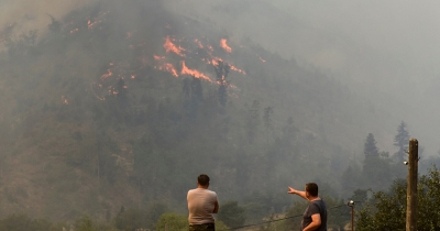 რაჭაში, სოფელ ღებში ტყე იწვის